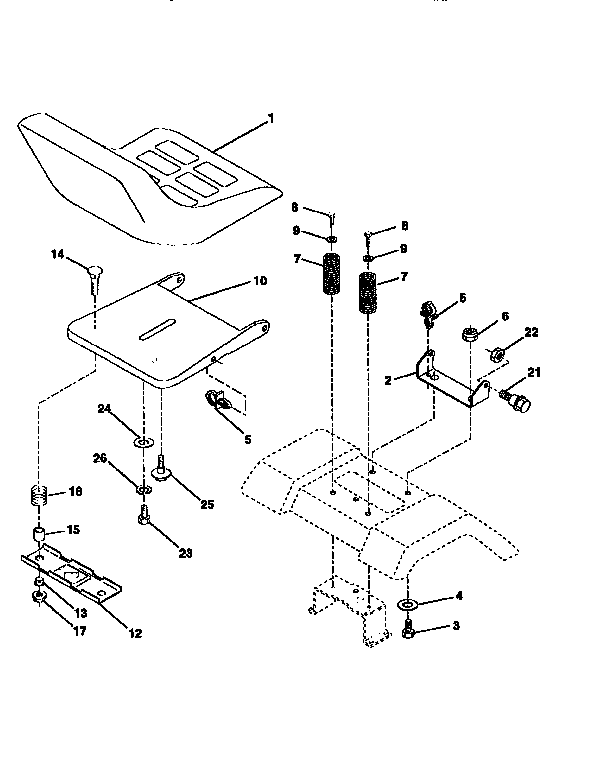 Steering Assembly Diagram and Parts List for 917258101  Craftsman Lawn Tractor