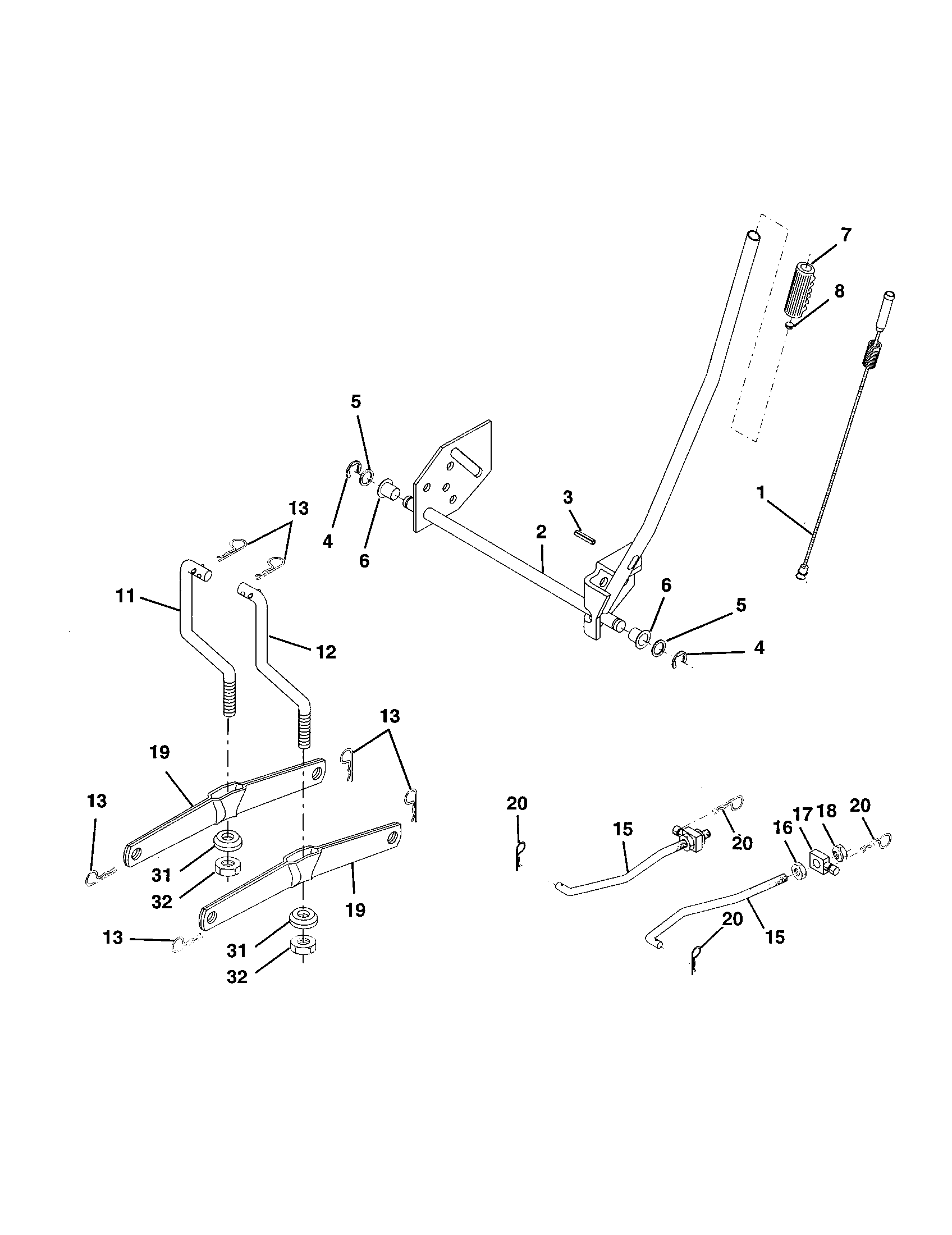 Lift Assembly Diagram and Parts List for 917250470  Craftsman Lawn Tractor