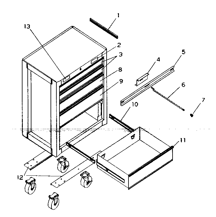 Toolbox Diagram and Parts List for 706623090  Craftsman Tool Stand & Cart