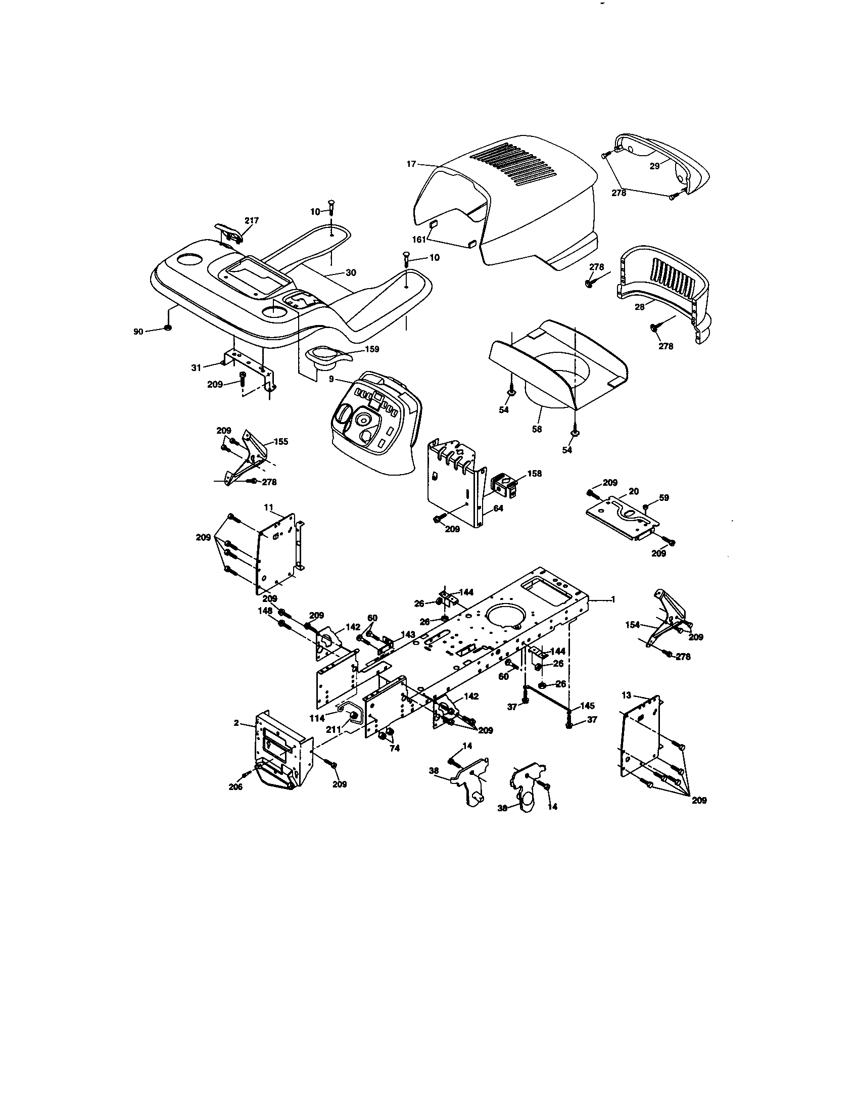 Chassis And Enclosures Diagram and Parts List for 917275630  Craftsman Lawn Tractor
