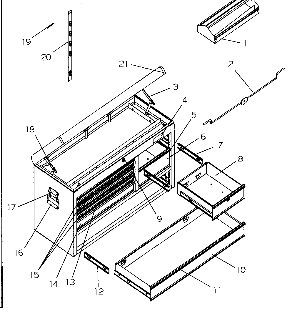 Chest Diagram and Parts List for 706593051  Craftsman Tool Stand & Cart