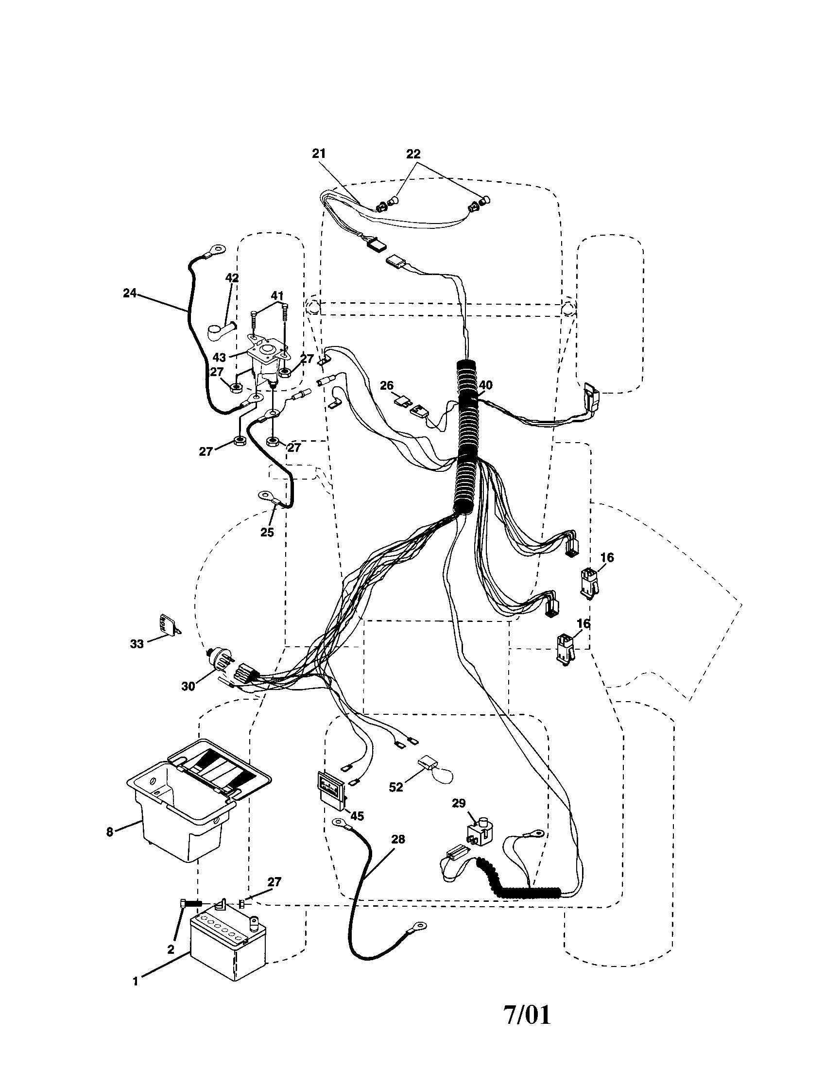 Electrical Diagram and Parts List for 917279942  Craftsman Lawn Tractor