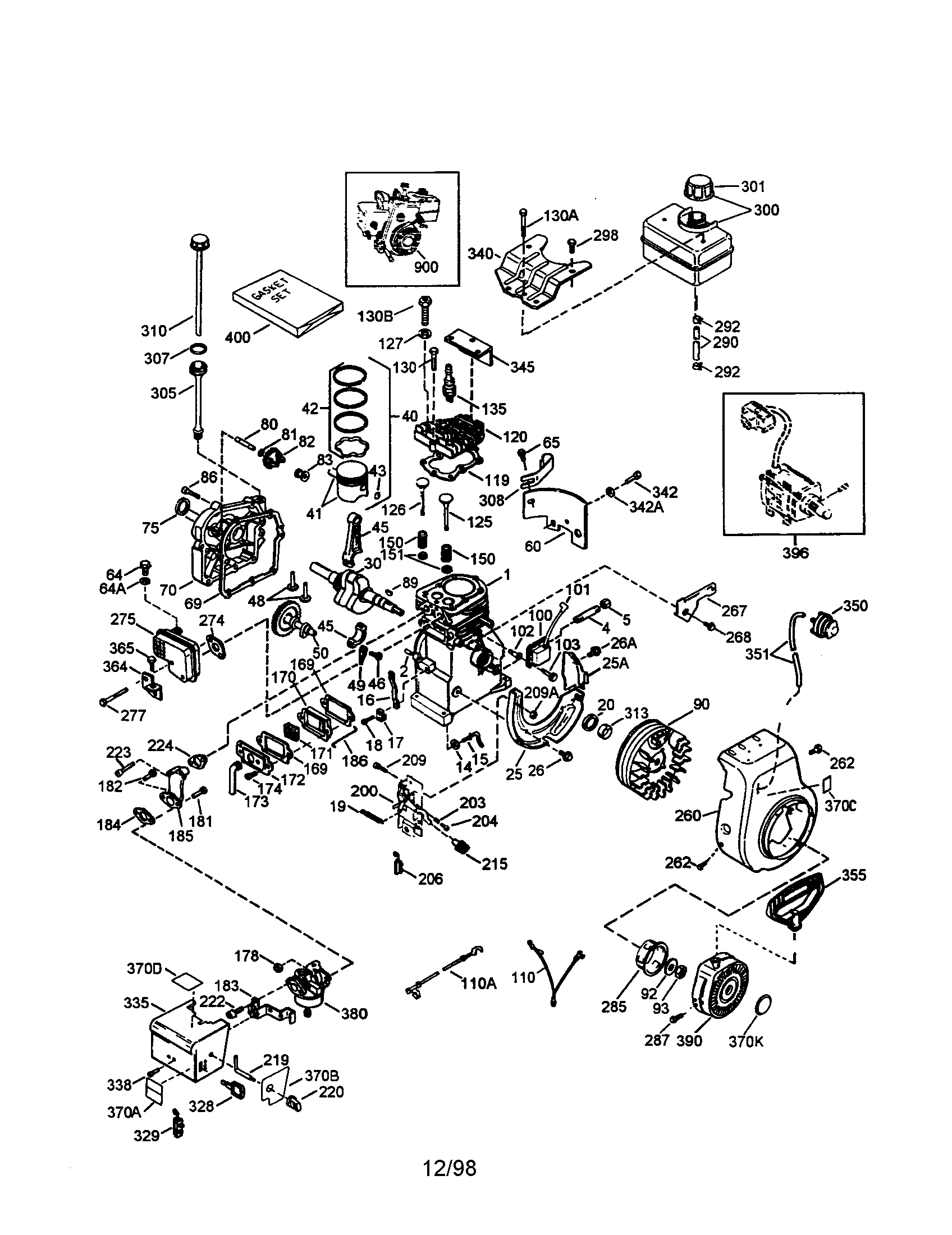 Craftsman 4-cycle Engine Diagram and Parts List for 143995001  Craftsman Engine