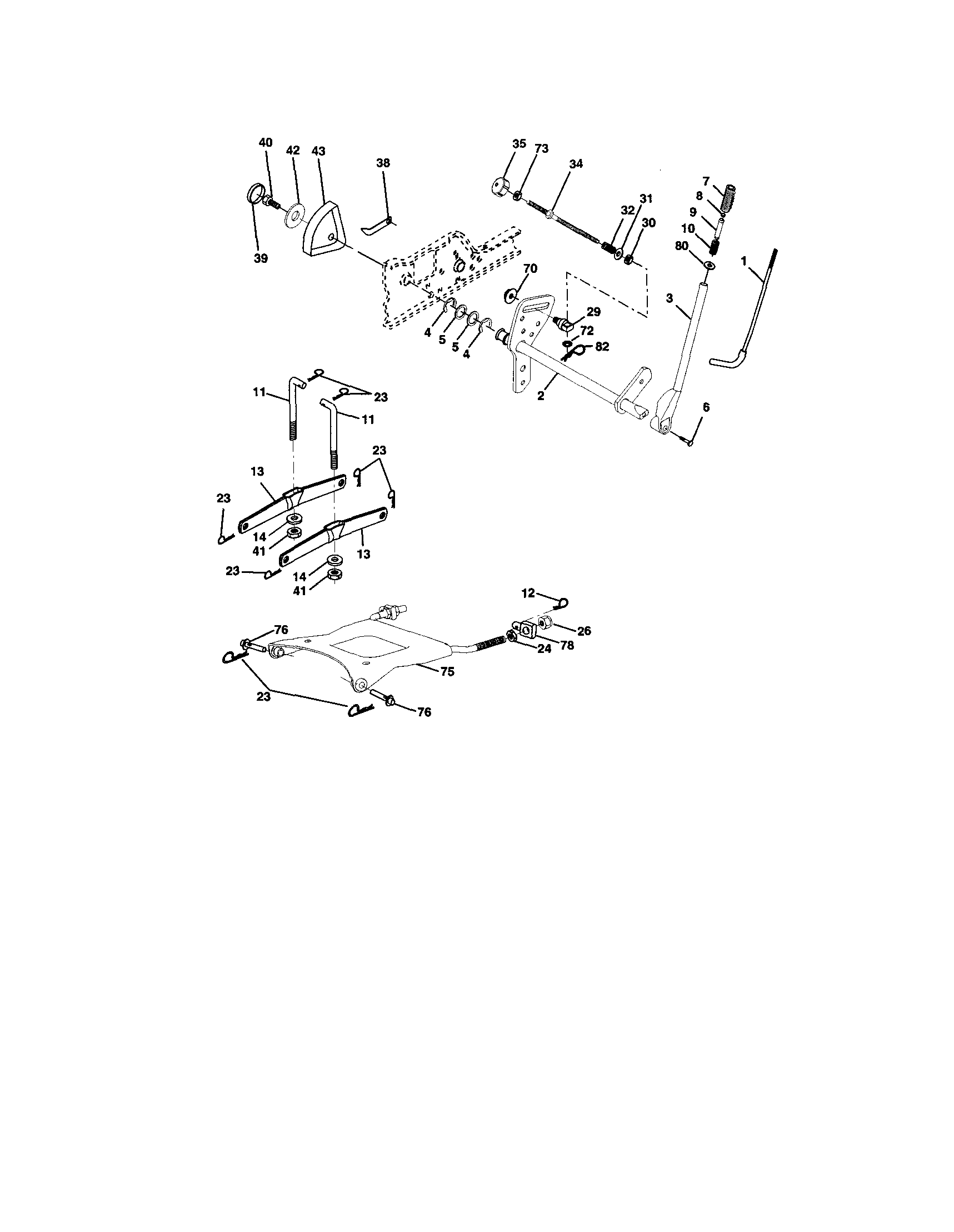 Lift Assembly Diagram and Parts List for 917274953  Craftsman Lawn Tractor