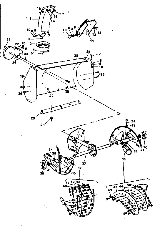 Auger Housing Assembly Diagram and Parts List for 536886400  Craftsman Snow Blower