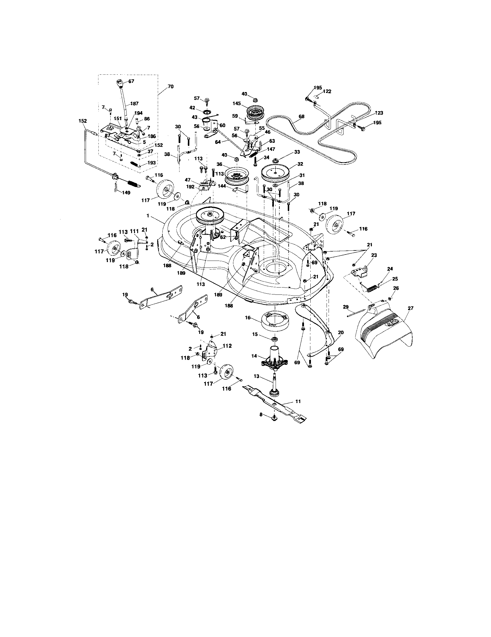 Mower Deck Diagram and Parts List for 917276681  Craftsman Lawn Tractor