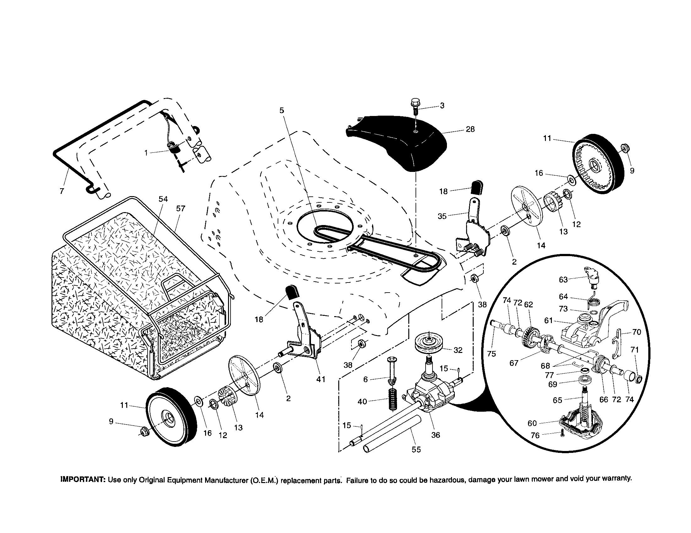 Wheels/tires/bag Diagram and Parts List for 917376550  Craftsman Lawn Mower