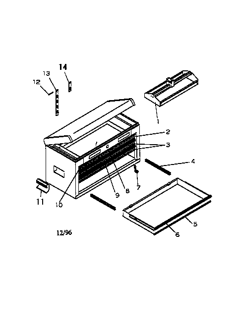 Unit Parts Diagram and Parts List for 70665399CH  Craftsman Tool Stand & Cart