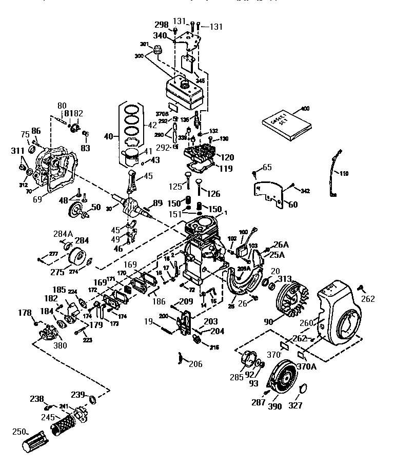 Replacement Parts Diagram and Parts List for 143953001  Craftsman Engine