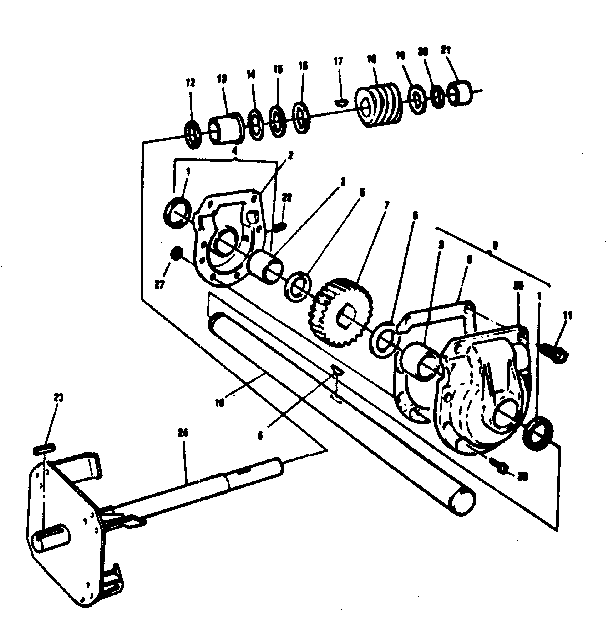 Gear Box Repair Parts Diagram and Parts List for 536886800  Craftsman Snow Blower