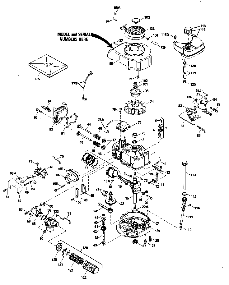 Replacement Parts Diagram and Parts List for 143394472  Craftsman Engine