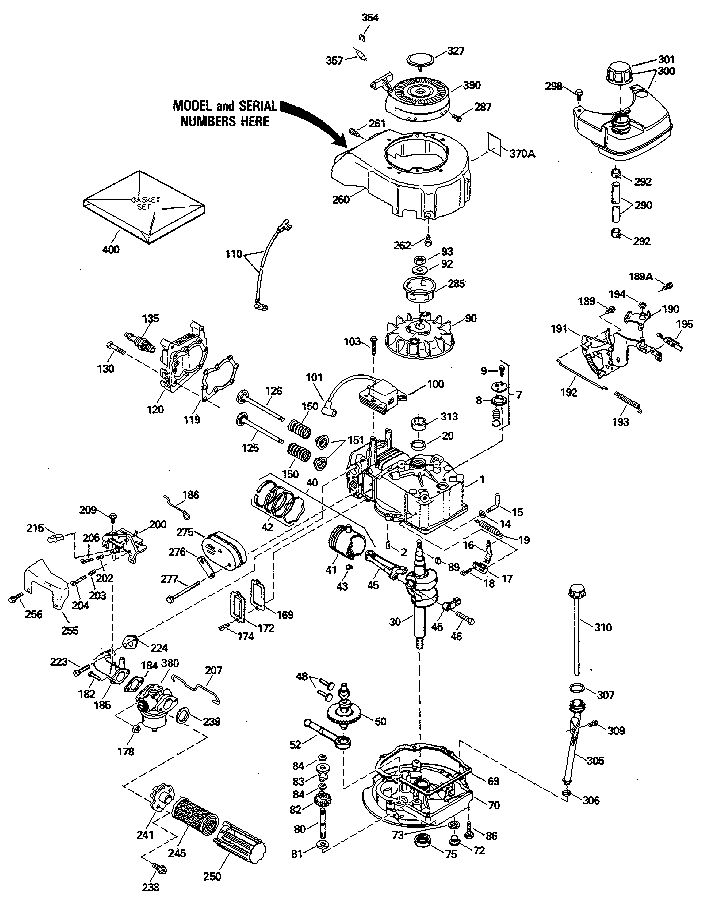Replacement Parts Diagram and Parts List for 143414272  Craftsman Engine