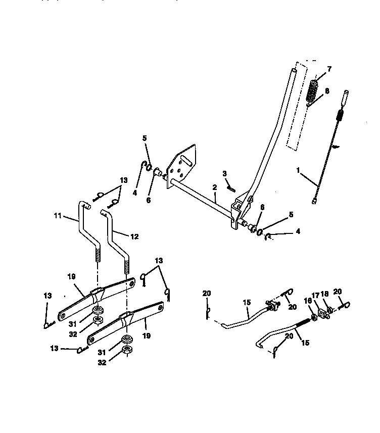 Lift Assembly Diagram and Parts List for 917270632  Craftsman Lawn Tractor