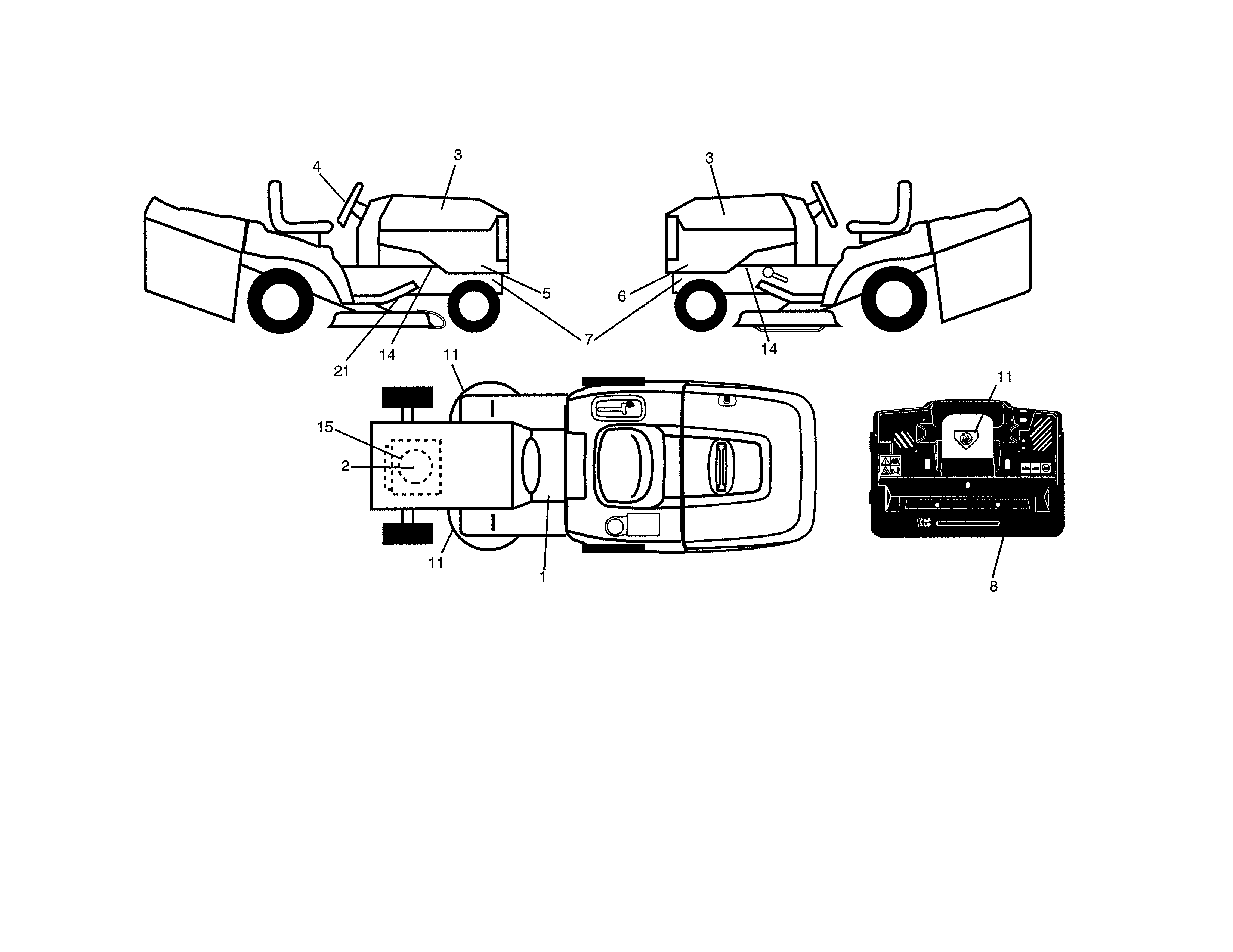 Decals Diagram and Parts List for 917991451  Craftsman Lawn Tractor