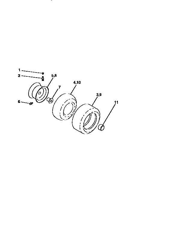 Wheels And Tires Diagram and Parts List for 25995  Craftsman Lawn Tractor