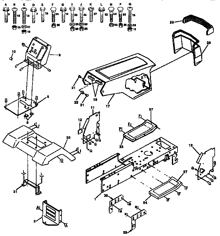 Chassis And Enclosures Diagram and Parts List for 917257630  Craftsman Lawn Tractor