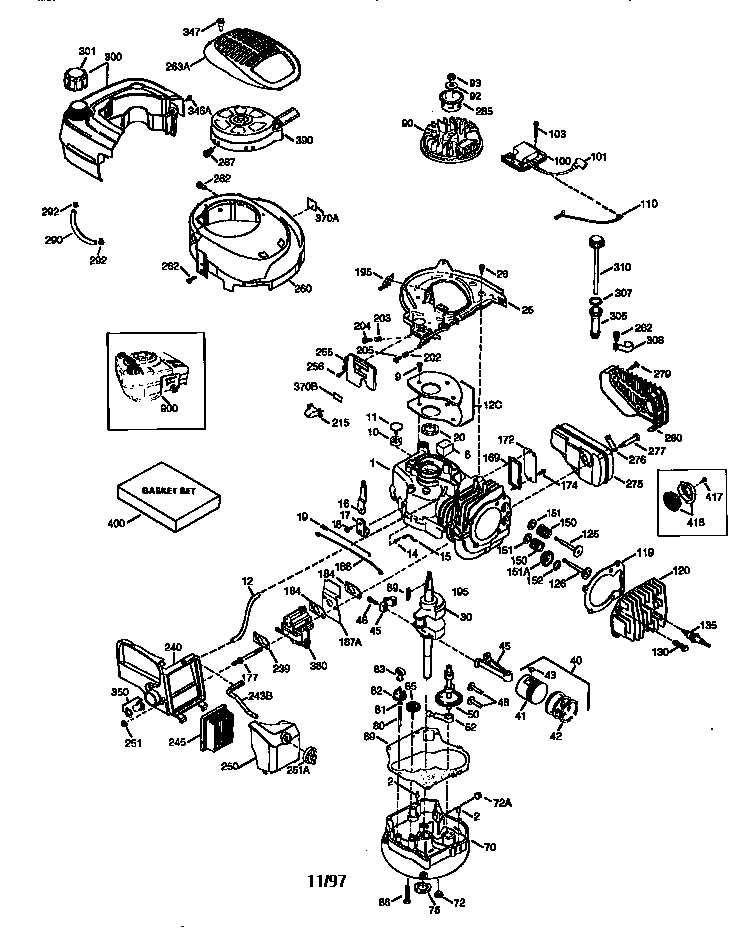 Replacement Parts Diagram and Parts List for 143986008  Craftsman Engine