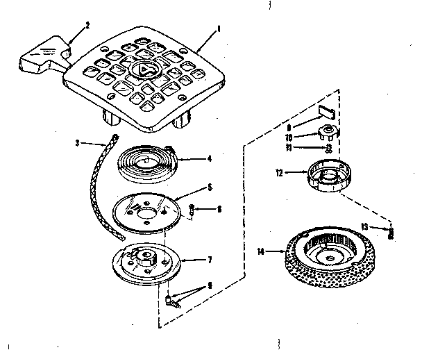 Rewind Starter No. 27937 Diagram and Parts List for 14350045  Craftsman Engine