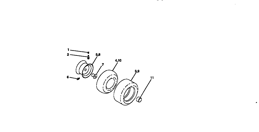 Wheels And Tires Diagram and Parts List for 917256662  Craftsman Lawn Tractor