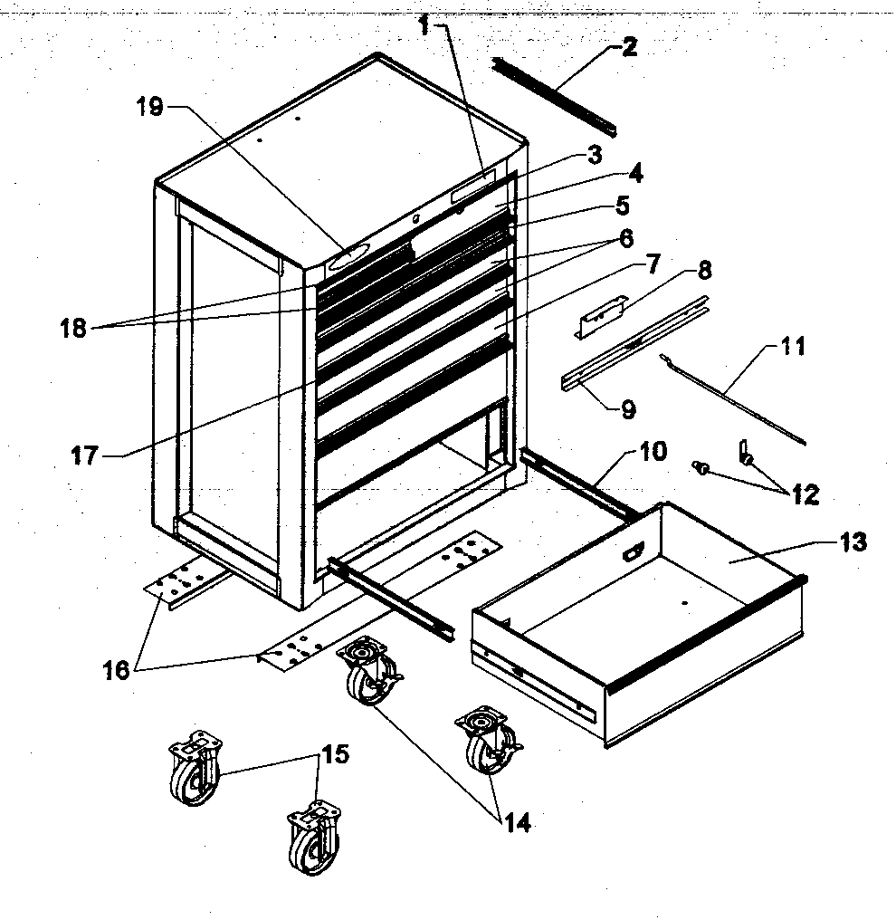 Chest Diagram and Parts List for 706619373  Craftsman Tool Stand & Cart