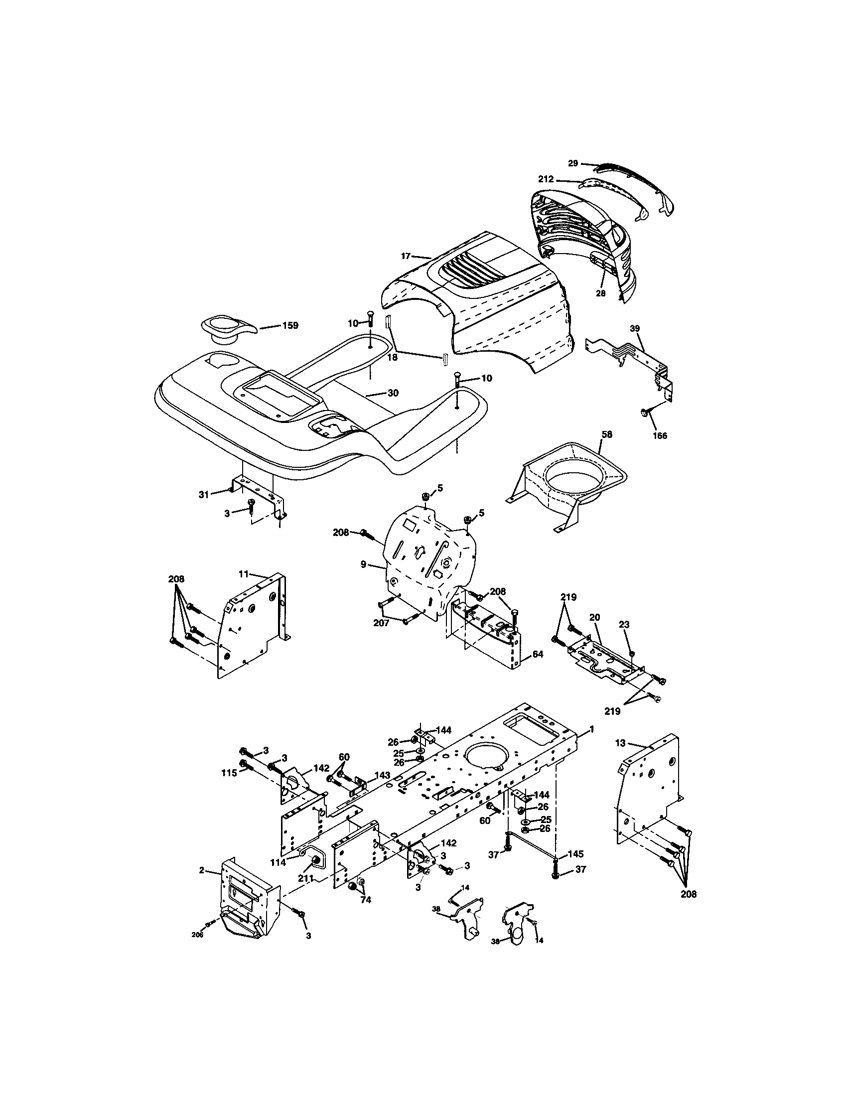 Chassis And Enclosures Diagram and Parts List for 917271850  Craftsman Lawn Tractor