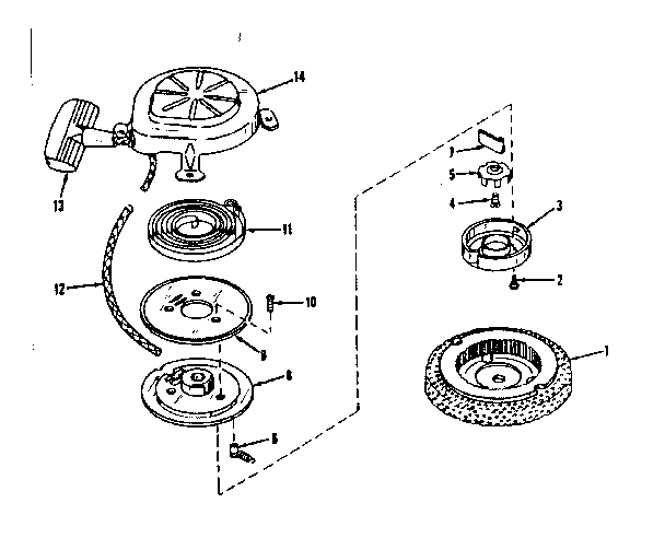 Rewind Starter No. 29224 Diagram and Parts List for 143501270  Craftsman Engine