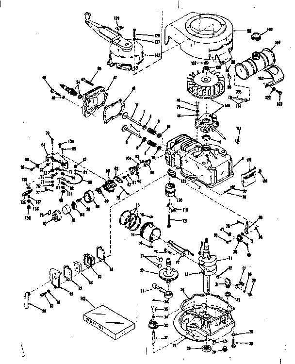 Basic Engine Diagram and Parts List for 143101021  Craftsman Engine