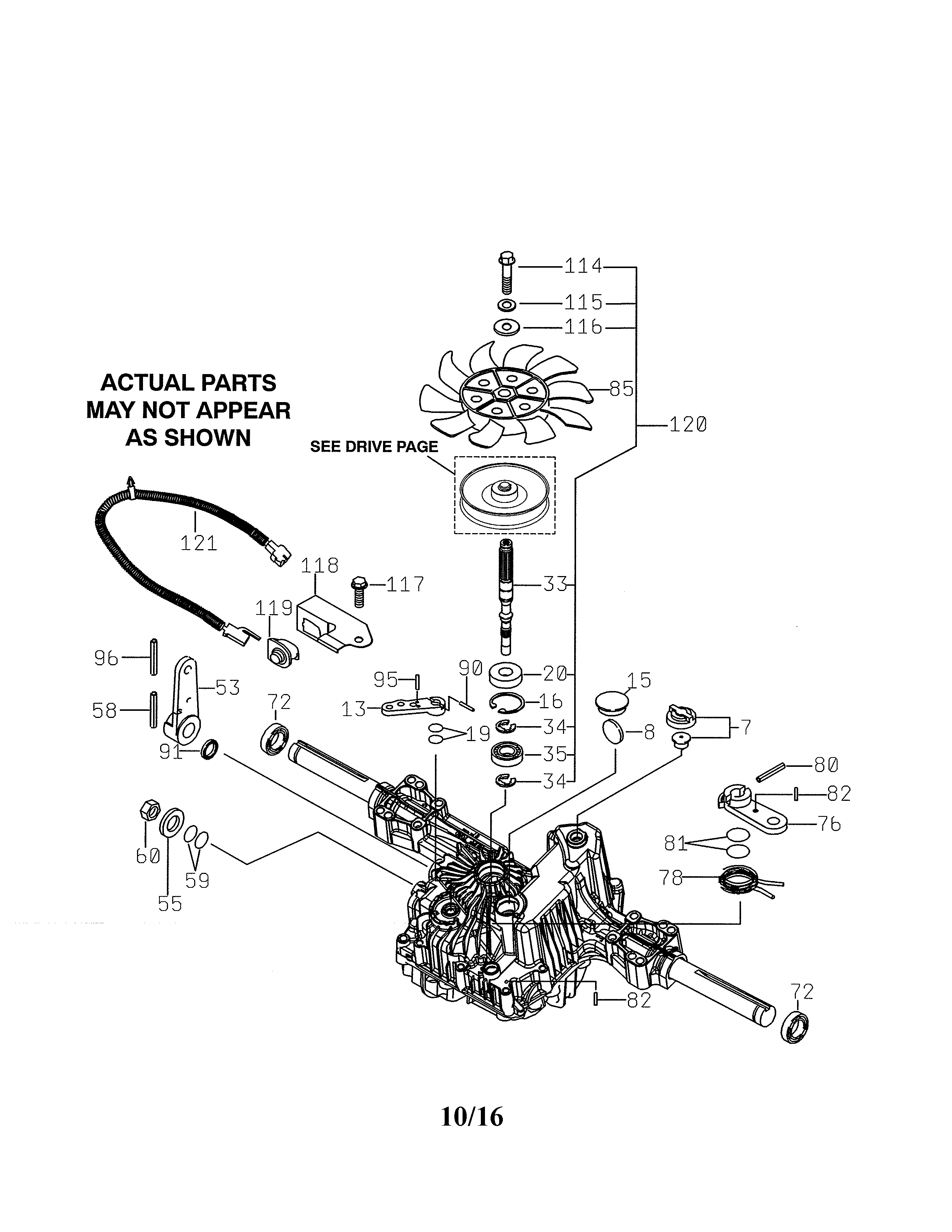 Transaxle Diagram and Parts List for 917989800  Craftsman Lawn Tractor