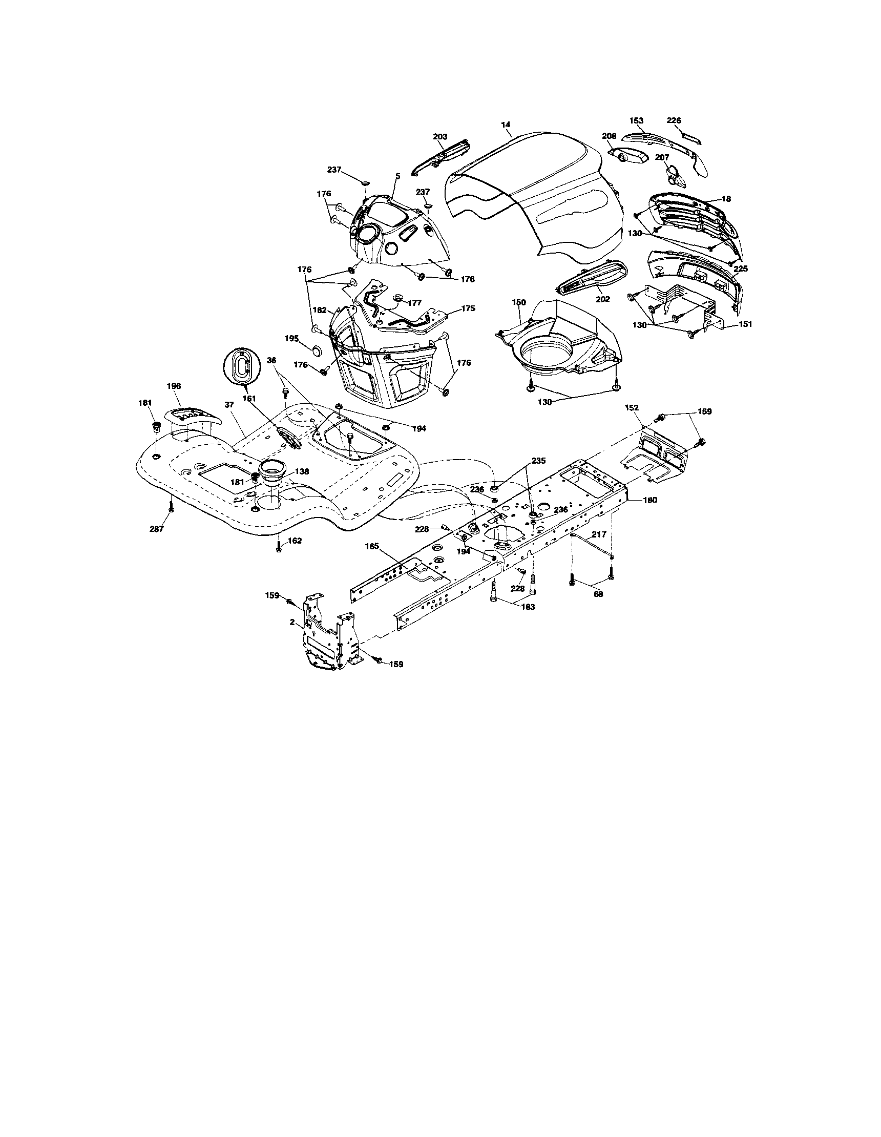 Chassis And Enclosures Diagram and Parts List for 917288342  Craftsman Lawn Tractor
