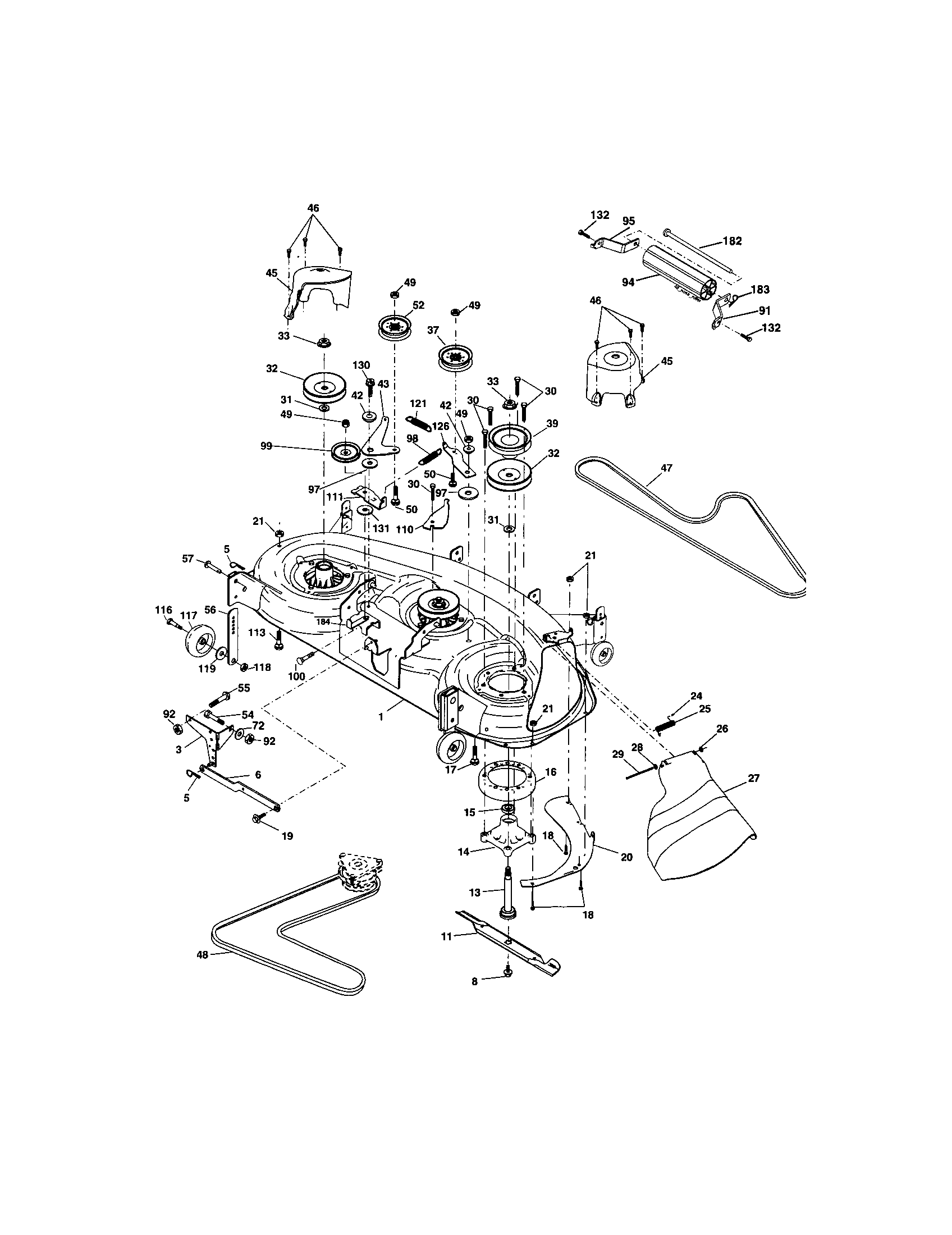 Mower Deck Diagram and Parts List for 917273623  Craftsman Lawn Tractor