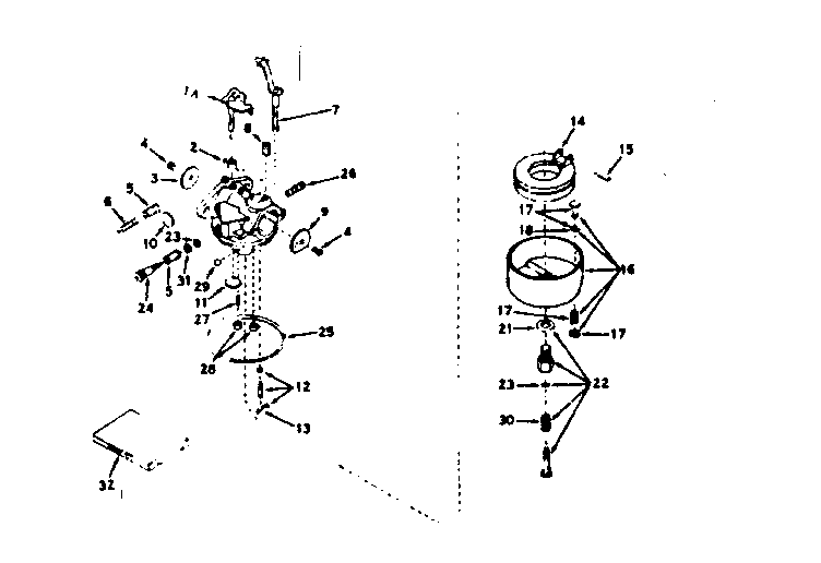 Carburetor Diagram and Parts List for 143567012  Craftsman Engine