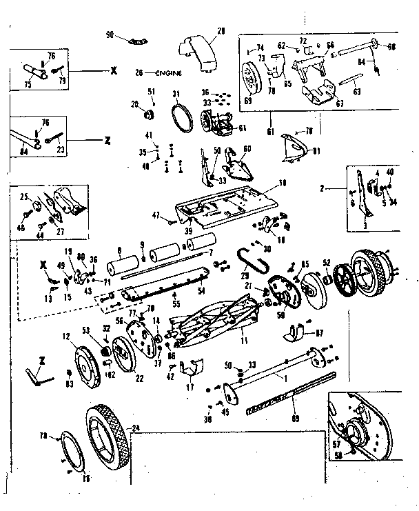 Reel Assembly Diagram and Parts List for 53681986  Craftsman Lawn Mower