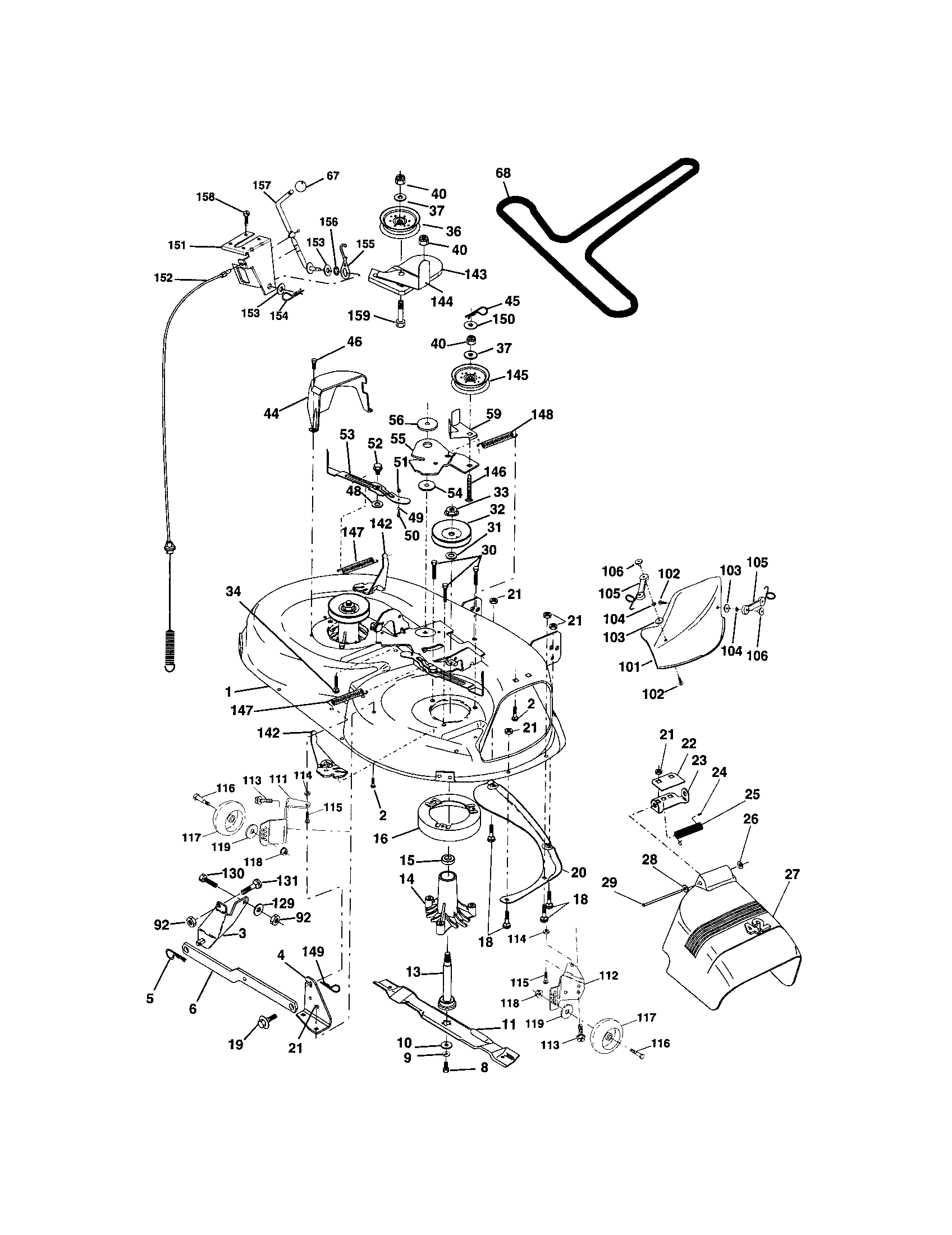 Mower Deck Diagram and Parts List for 917271833  Craftsman Lawn Tractor