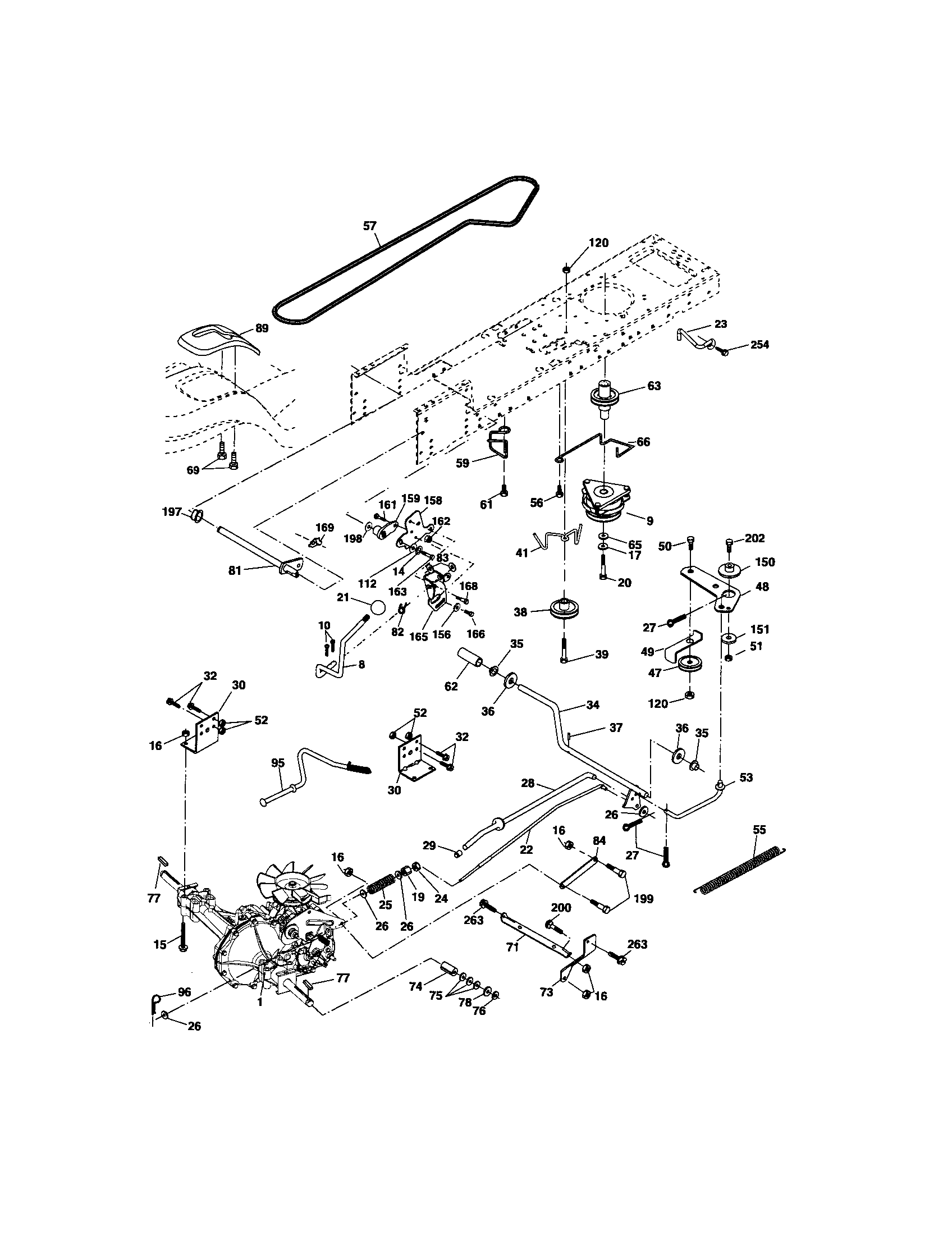 Ground Drive Diagram and Parts List for 917275740  Craftsman Lawn Tractor