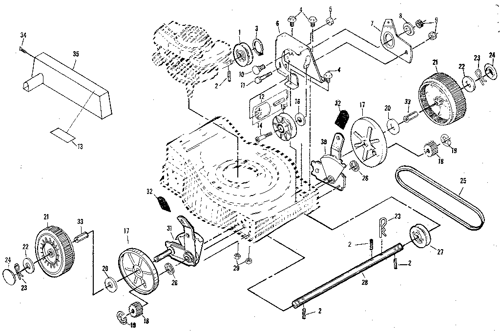 Wheel Assembly Diagram and Parts List for 917372040  Craftsman Lawn Mower