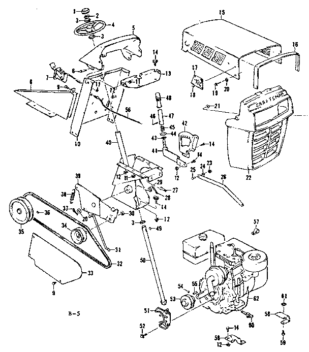 Drive Assembly And Grill Diagram and Parts List for 1318570  Craftsman Lawn Mower