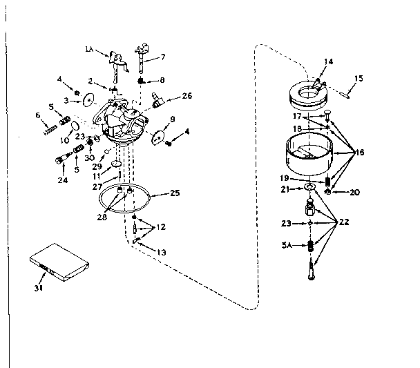Carburetor No. 631126 Diagram and Parts List for 143177012  Craftsman Engine