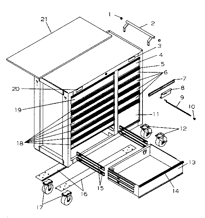 Cabinet Parts Diagram and Parts List for 706619292  Craftsman Tool Stand & Cart