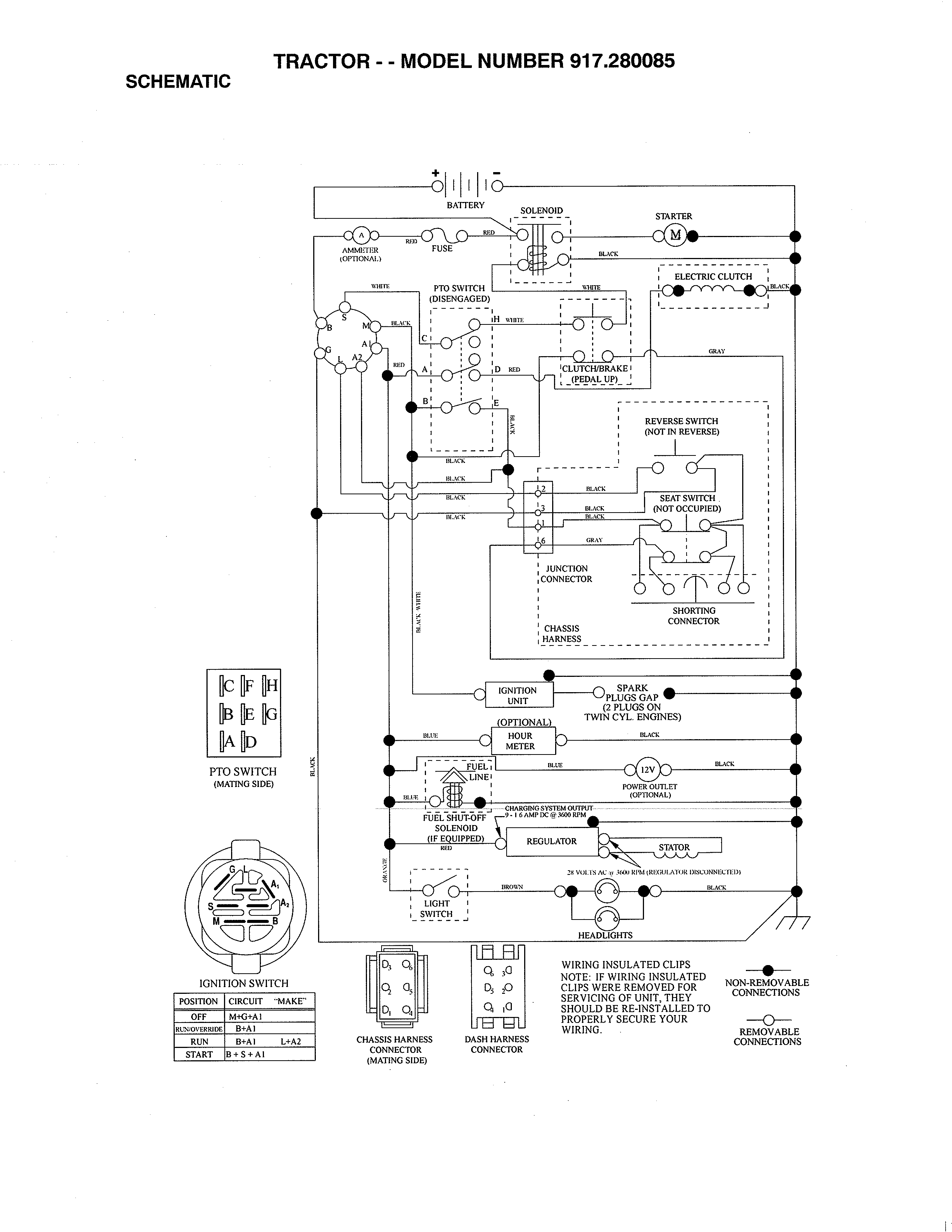 Schematic Diagram Diagram and Parts List for 917280085  Craftsman Lawn Tractor