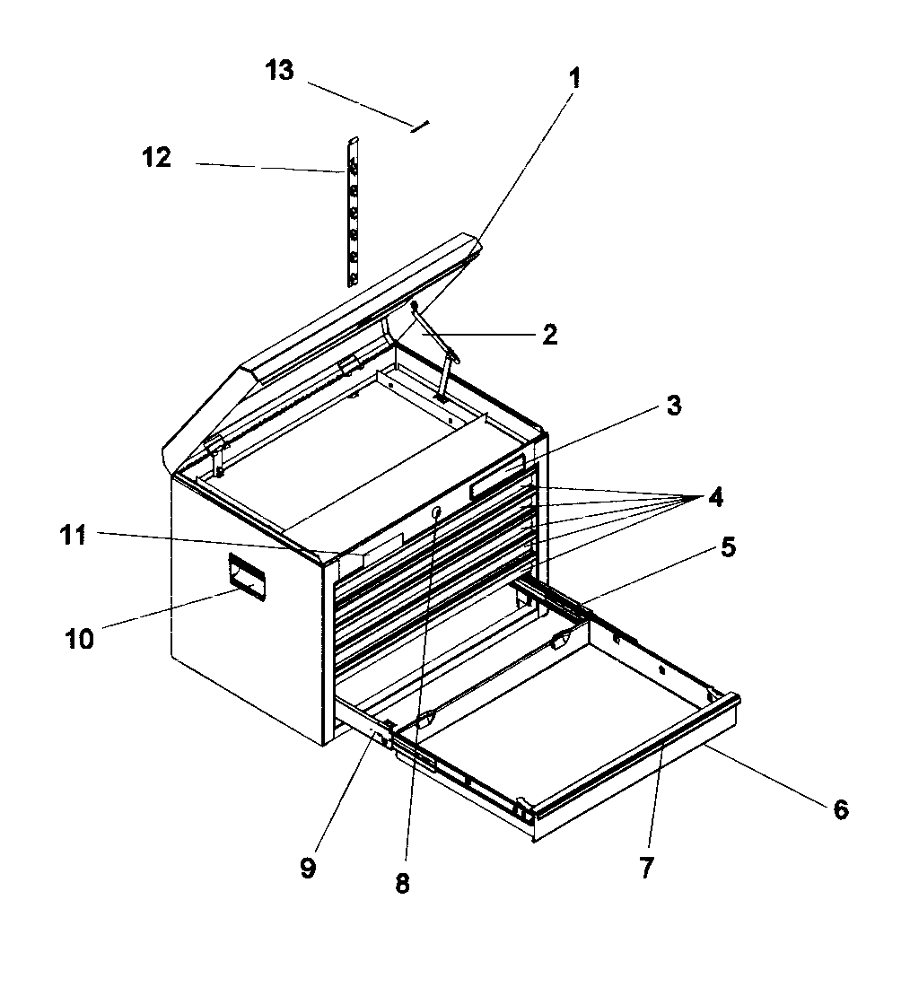 Tool Chest Diagram and Parts List for 706619802  Craftsman Tool Stand & Cart