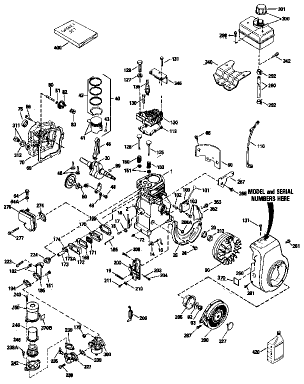 Engine Diagram and Parts List for 143834032  Craftsman Engine