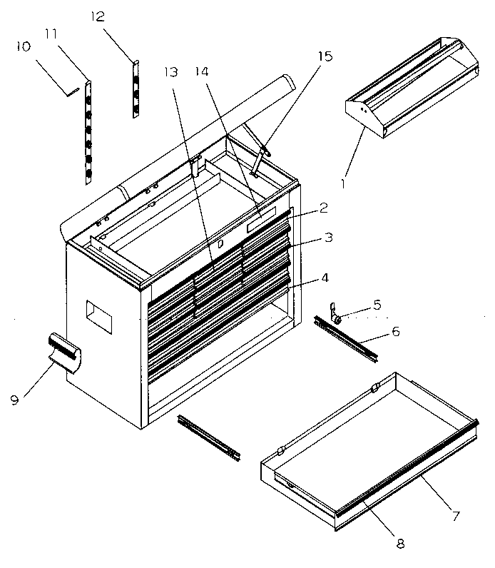 Chest Diagram and Parts List for 706652611  Craftsman Tool Stand & Cart