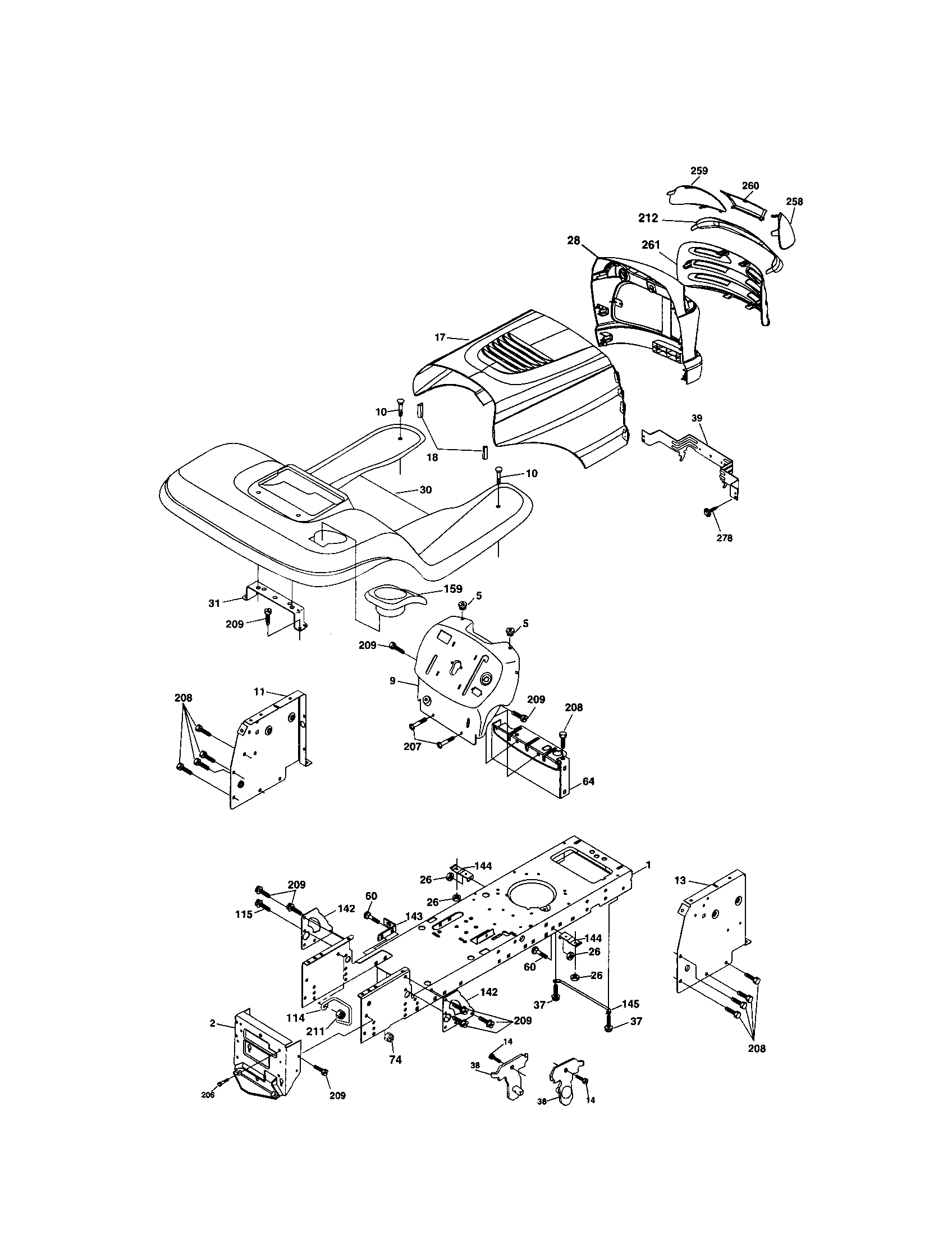Chassis And Enclosures Diagram and Parts List for 917273753  Craftsman Lawn Tractor