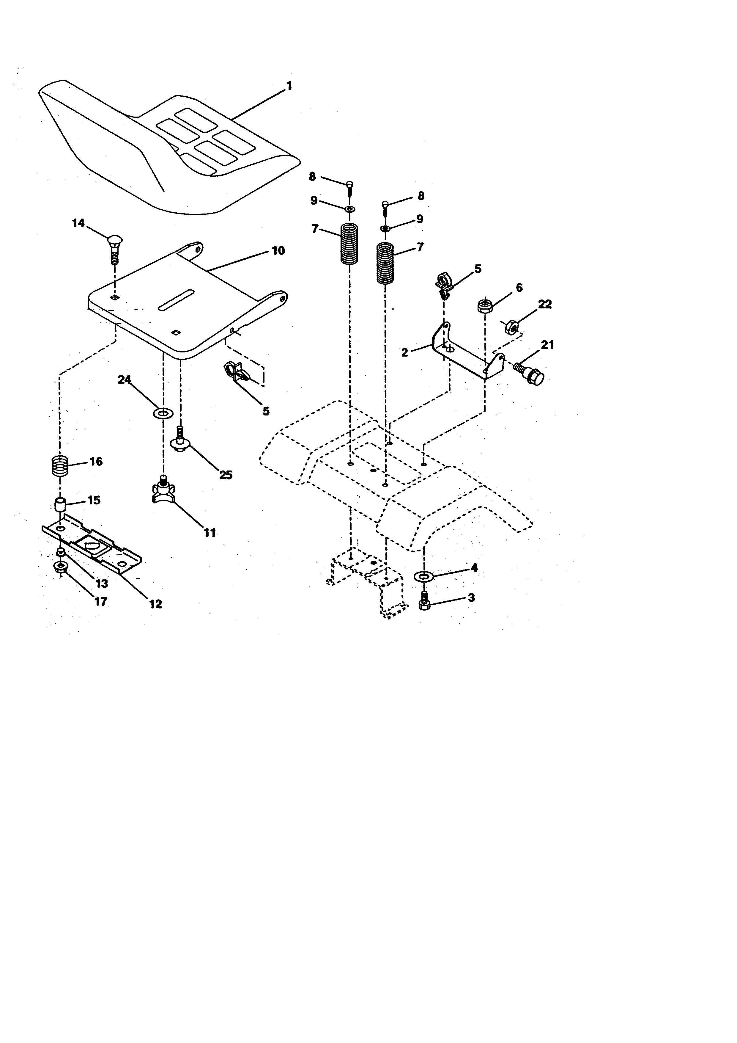 Seat Assembly Diagram and Parts List for 917270623  Craftsman Lawn Tractor
