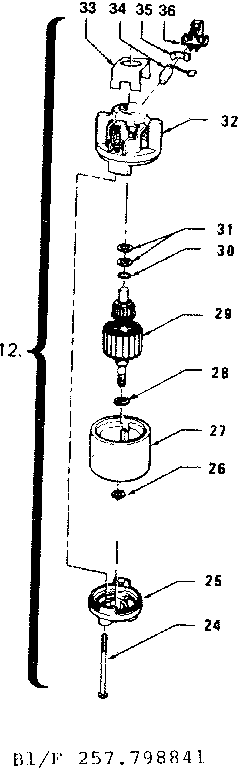 Motor Assembly Diagram and Parts List for 257798841  Craftsman Snow Blower