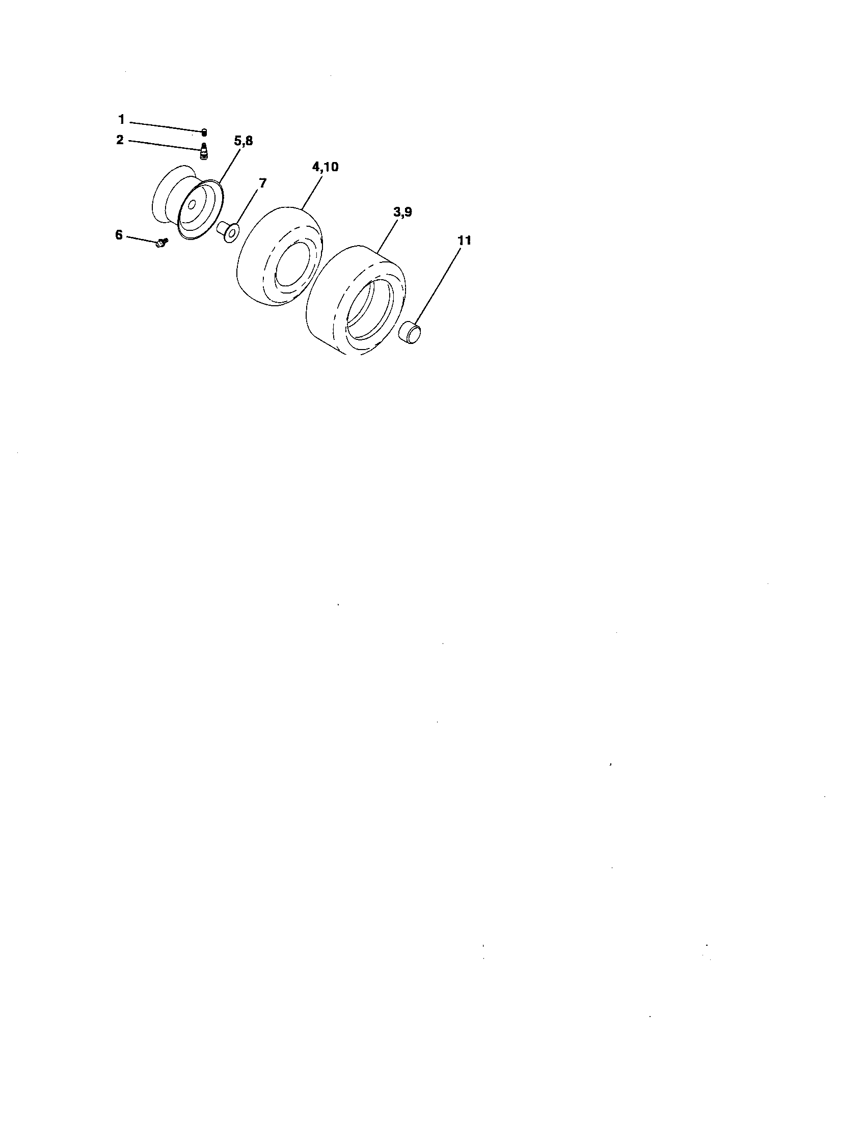 Wheels And Tires Diagram and Parts List for 917276412  Craftsman Lawn Tractor