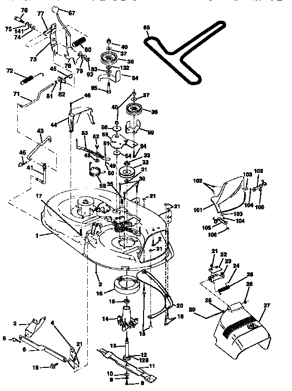 Mower Diagram and Parts List for 917258113  Craftsman Lawn Tractor