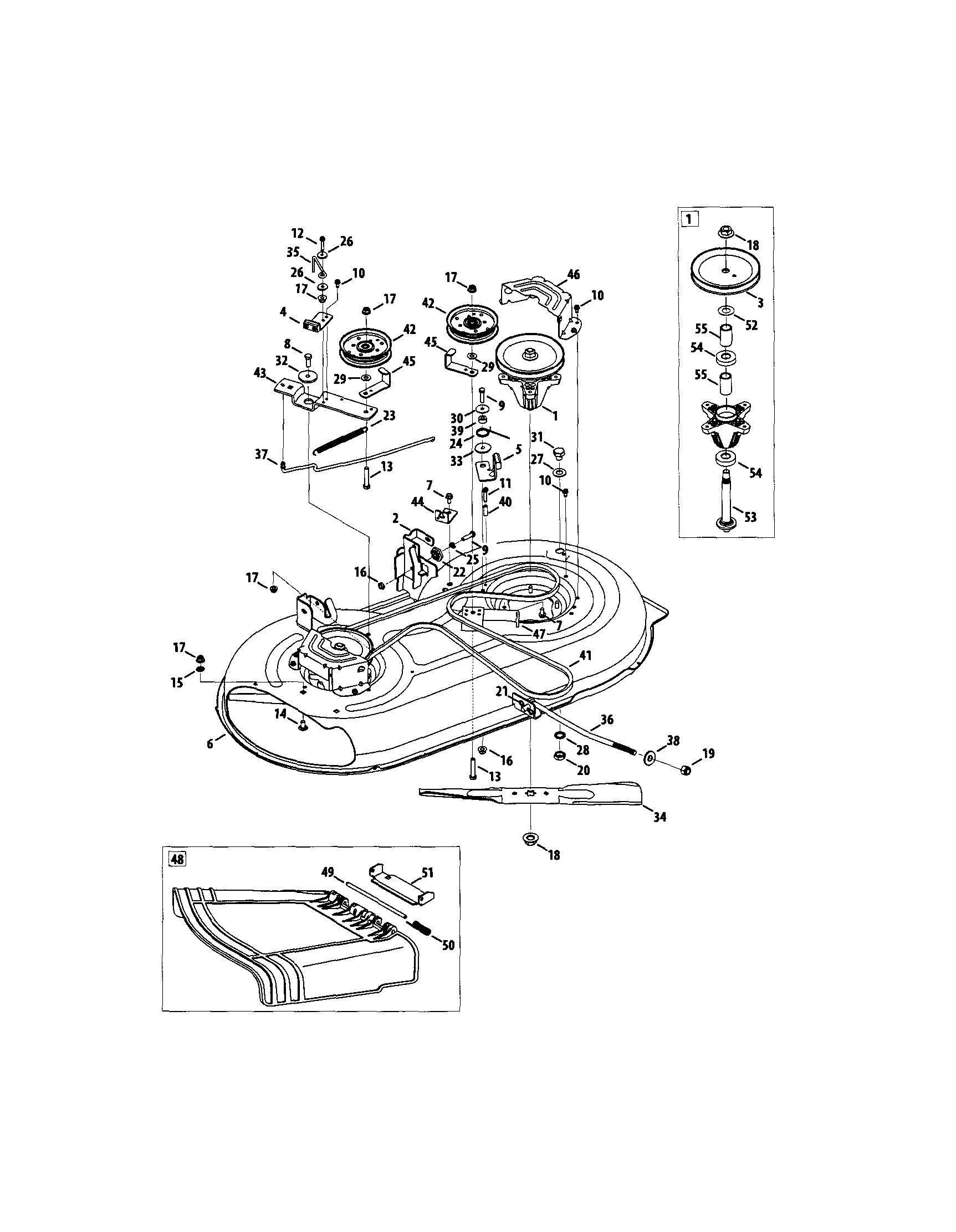 Deck/spindle Pulley Diagram and Parts List for 247289020  Craftsman Lawn Tractor