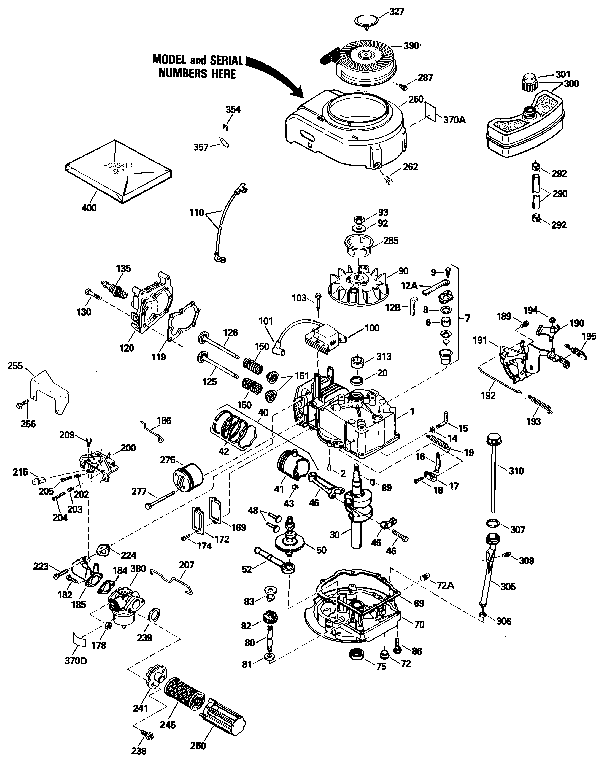 Replacement Parts Diagram and Parts List for 143434372  Craftsman Engine