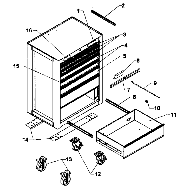 Cabinet Parts Diagram and Parts List for 706619493  Craftsman Tool Stand & Cart